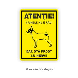 Placheta Atentie Caine Nervos!