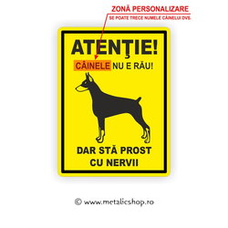 Placheta Atentie Caine Nervos!