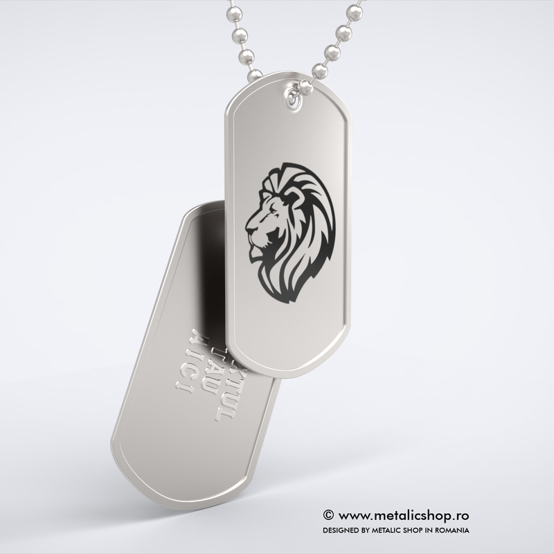 Set medalion Leu inox