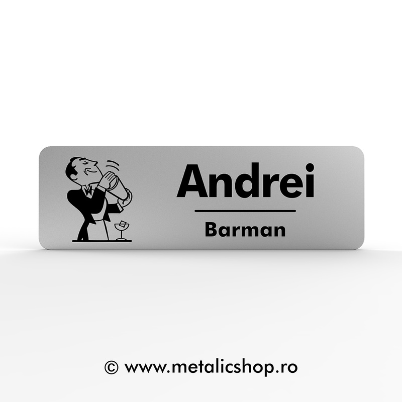Ecuson cu nume "Barman"