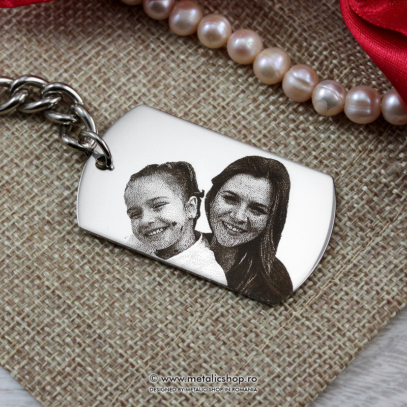 Breloc dreptunghiular fotogravura