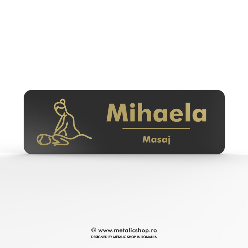 Ecuson cu nume "Maseur"