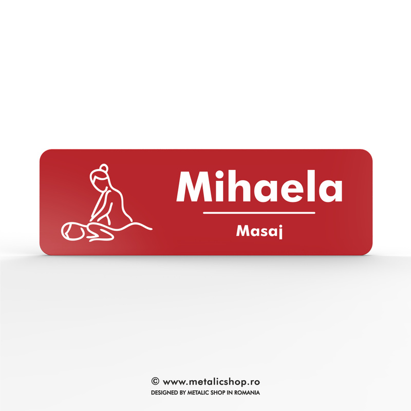 Ecuson cu nume "Maseur"