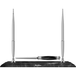 Desk Pen Set Stilou + Pix + Deschizator Corespondenta Scrikss 17 Black Marble Base - Chrome CT