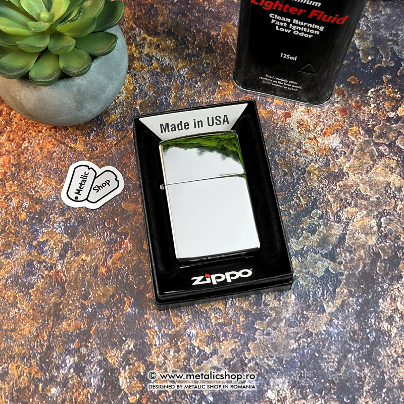 Bricheta Zippo personalizata argintiu oglinda